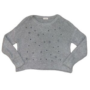 C’isa grey black star fuzzy sweater women’s size large